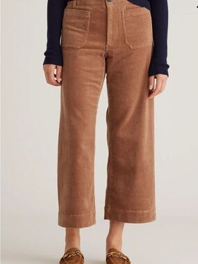 Quince Organic Cotton Corduroy Wide Leg Cropped Pants Brown Size 12